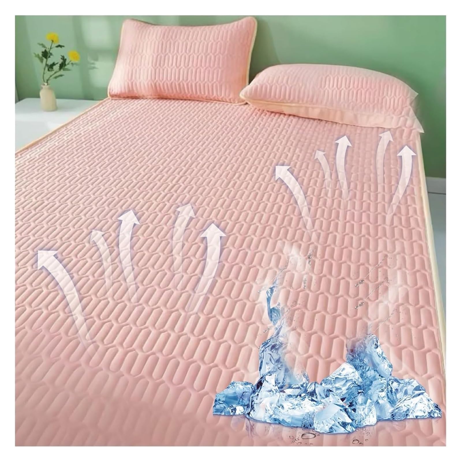 Matratzenschutzbezüge Sommer Latex | Bettlaken aus Eisseide für heiße Schläfer | Kühlende Matratzenauflage (200x220cm Pink)